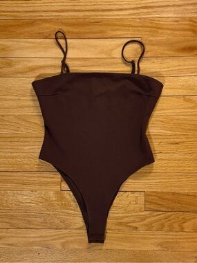 Brown Spaghetti Strap Bodysuit